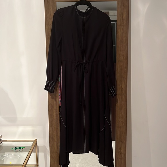 Zara long sleeved tie waist viscose dress - Picture 4 of 8